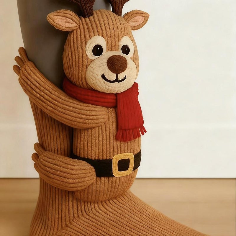 Funny Animal Socks - 2026 Warm Soft Long Knit Crew with 3D Designs | Cozy Soft Warm Fall Winter Socks  (Black Cat) - Image 4